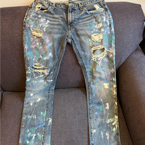 Ralph Lauren Denim - Polo Ralph Laure Distressed Paint-Splatter Skinny Jeans - Multi Color